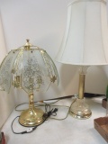 2 Brass and Glass Table Lamps