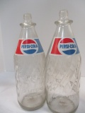 2 Pepsi-Cola 2 Liter Glass Bottles