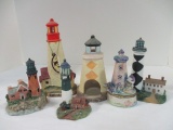 Collection of Lighthouse Sculptures and Trinket Box