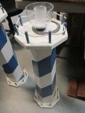 Handpainted Wood Lighthouse Standing Candleholder