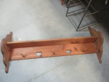 Farmhouse Wood Wall Shelf with Hanging Pegs