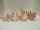 Lot of Vintage Pink Depression Glass Cups