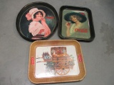 3 Vintage Coca-Cola Advertising Metal Trays