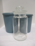 2 Vintage Tupperware Canisters and Clear Glass Canister
