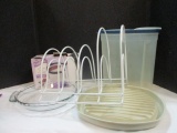 Kitchen Lot - Lid/Pan Rack, Rubbermaid Cereal Container, Wilton Candy Melts