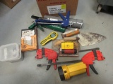 Tool Lot - Flashlight, Caulkers, Strait-Line Laser Tape, Tape Measure, etc.