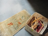 Lot of Vintage Wood Clothes Hangers and Small Area Rug