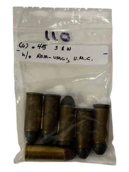 Rare (6) .45 S&W CF Collectible Cartridge Ammunition