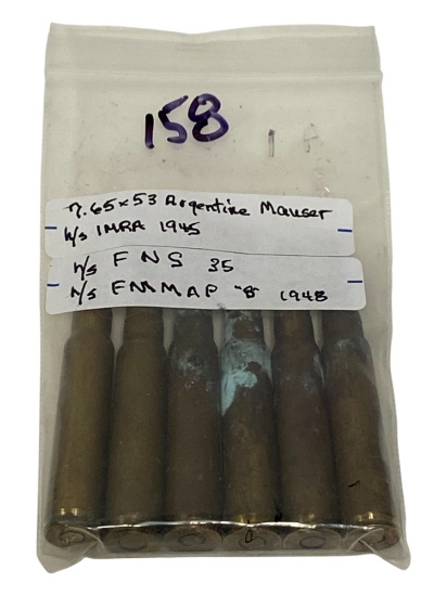 (6) 7.65x53 Mauser (Argentina) Cartridge Ammunition