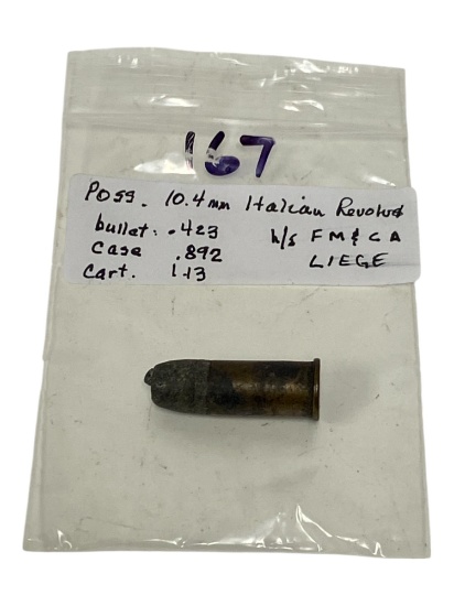 Possible 10.4mm Italian Revolver Collectible Cartridge Ammunition