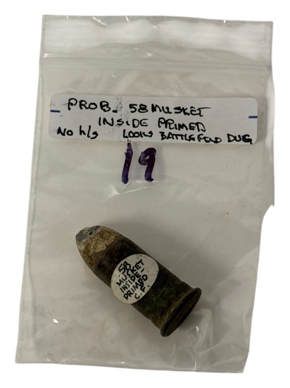 Possible .58 Musket (Inside Primed) Collectible Cartridge Ammunition