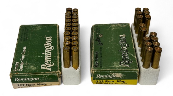 NIB 20rds. of .222 REM.  MAG. 55gr. Ptd. SP Remington Ammunition & Cases