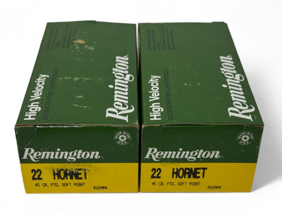 NIB 100rds. of .22 HORNET 45gr. Ptd. SP Remington Ammunition