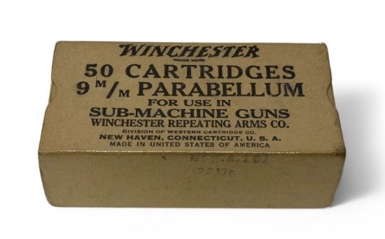 NIB Sealed 50rds. of 9mm PARA for use in SMG Guns by Winchester Repeating Arms Co.