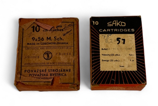 Rare 3rds. of 9x56 M. Sch. and 6rds. of 8.2x57mm Factory Ammunition