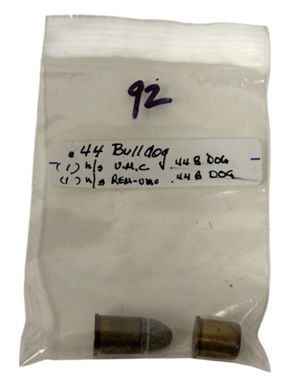 (2) .44 Bulldog CF Collectible Cartridge Ammunition