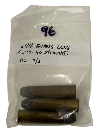 Rare (2) .44 Evans  Long CF (.44-40 Straight) Collectible Cartridge Ammunition