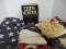 3 Vintage Cloth Flags - US Stars and Stripes, Confederate Battle Flag,