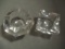 2 Art Deco Small Faceted Glass Ashtrays