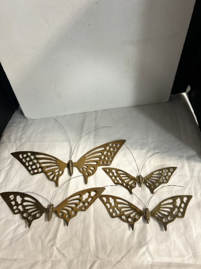 Set of 4 Brass Butterflies Wall Hangings