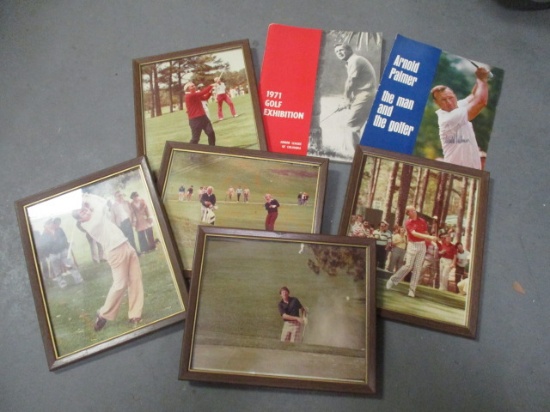 Vintage Golf Framed Photographs of Jack Nicklaus and Others, Signed Arnold Palmer