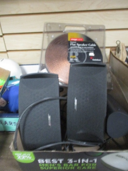 2 Bose Speakers and Megacable Flat Speaker Cable