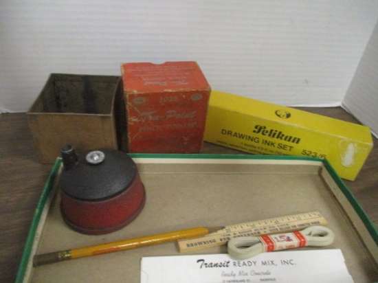 Vintage Pelikan Drawing Ink Set 523/6, Tru-Point Pencil Pointer, Pencils,