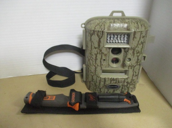 Gerber "Bear Grylls" Knife in Sheath and Moultrie Trail Camera