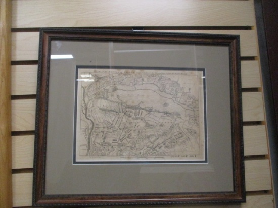 Framed and Matted "Plan of the Battle of Minden" Map