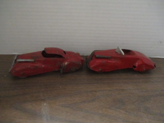 2 Vintage Marx "Honeymoon Garage" Metal Cars with Key