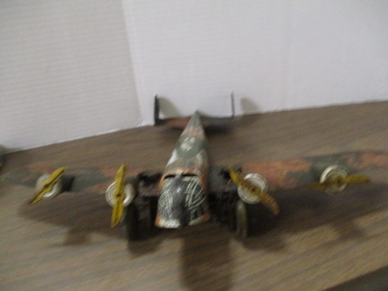 Vintage Marx "WW2 Bomber" Tin Litho Wind-Up Plane with 18" Wingspan