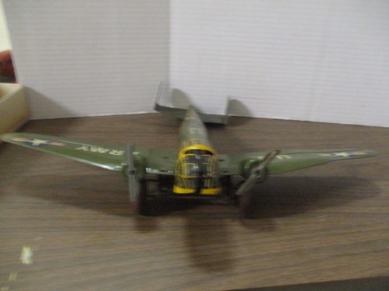 Vintage Marx "US Army Bomber" Tin Wind-Up Toy Airplane