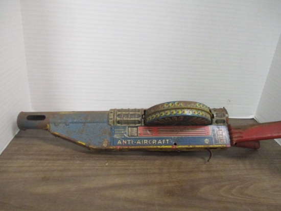 Vintage Marx "Anti-Aircraft" Defense Wind-Up Toy with Stand