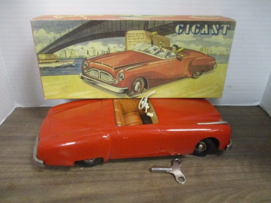 Vintage JNF "Gigant Packard" Wind-Up Metal Toy Car with Key in