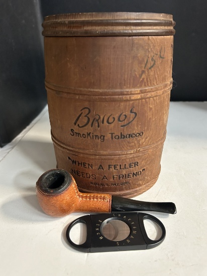 Vintage Longchamp (France) Leather Wrapped Tobacco Pipe, Briggs