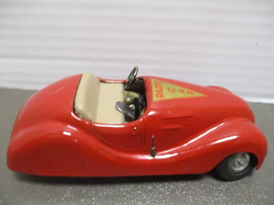 Vintage Jibby "Radio Car" Wind-Up Metal Toy Car with Key
