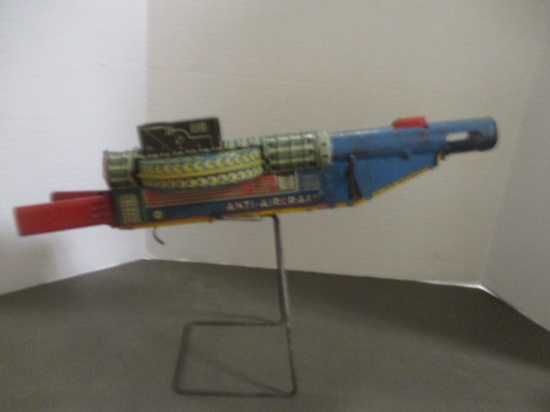 Vintage Marx "Anti-Aircraft" Defense Wind-Up Toy with Stand