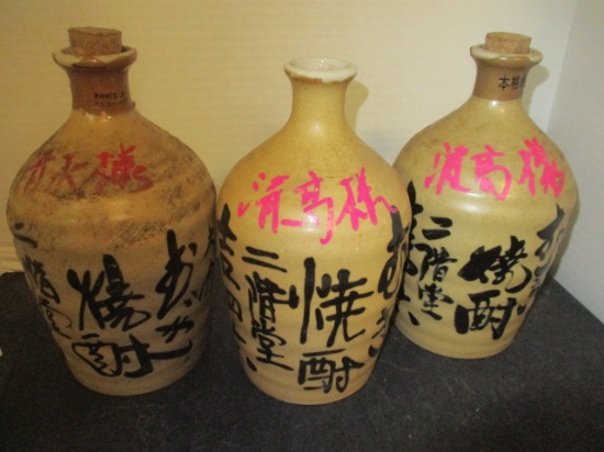 3 Vintage Japanese Nikaido Kitchomu Shochu Bottles