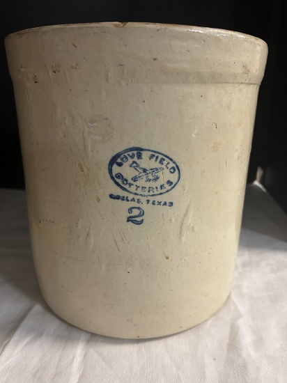 Vintage Love Field Potteries (Dallas, Texas) Stoneware 2 Gallon Crock
