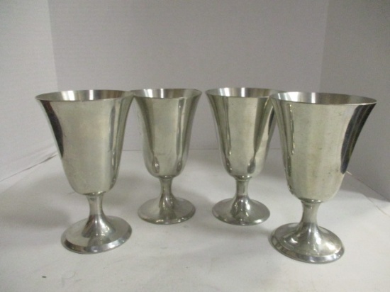 4 Vintage Steiff Pewter Stem Goblets