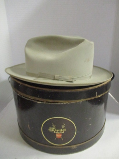 Vintage Churchill "Beaver 50" Hat in Original Box - Marked "Neiman-Marcus"