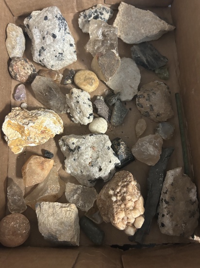 Collection of Geodes, Agate, Quartz, and Mineral Rocks