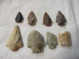 Lot of 8 Arrowheads