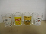 4 Bourbon Whiskey Logo Glasses - Jim Beam, Old Forester, Early Times,