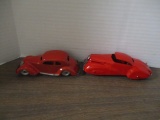 2 Vintage Tippco Tin Wind-Up Toy Cars with Key