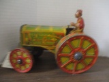 Vintage Louis Marx & Co. 1920s Wind-Up Tin Tractor with Driver
