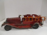 Vintage 1930 Girard Metal Fire Truck with Ladders and Lights