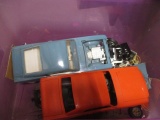 Lot of Model Cars and Parts in Plastic Bin