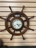 Vintage Schatz & Sohne (Germany) Ships Wheel Nautical Brass Bell Clock