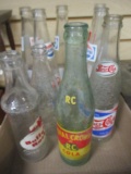 Lot of 9 Vintage Pepsi, Coca-Cola, RC, and Buffalo Rock Glass Soda Bottles